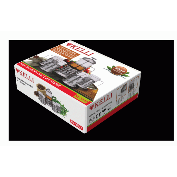 Френч-пресс со стаканами Kelli KL 3022 0.6л