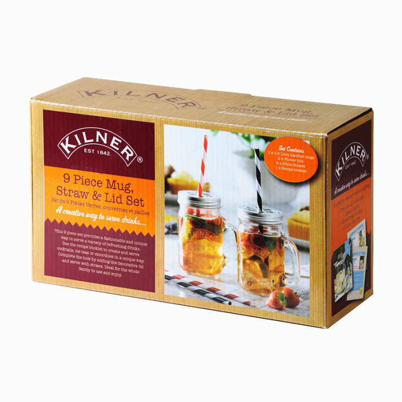 Подарочный набор из 2 банок с ручками и 4 трубочек Kilner K_0025.480V