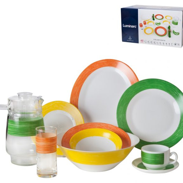 Столовый сервиз Luminarc Color Days Mix & Match N6415 45 пр