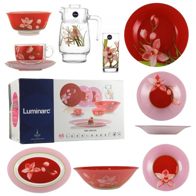 Столовый сервиз Luminarc Red Orchis N4828 46 пр