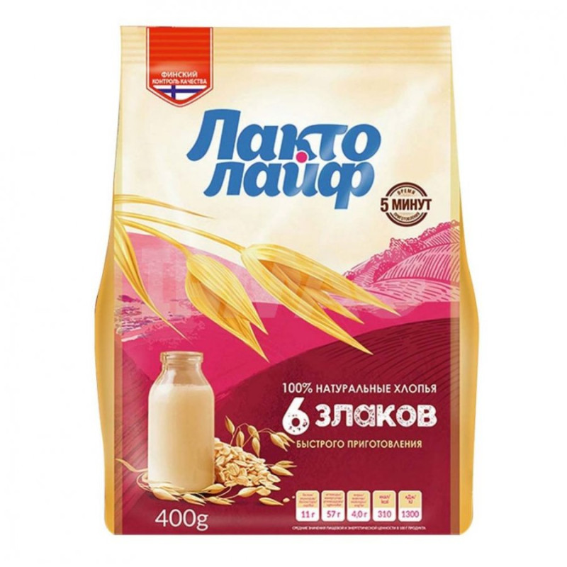Хлопья Matti Лактолайф 6 злаков 400 гр