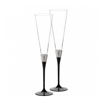 Набор бокалов для шампанского Wedgwood Vera Wang With Love Noir Silver 2 шт