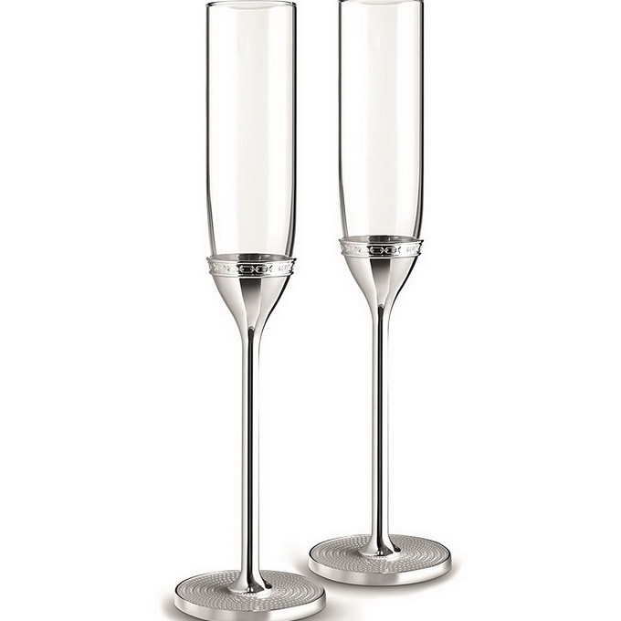 Набор бокалов для шампанского Wedgwood Vera Wang With Love Nouveau Silver 2 шт