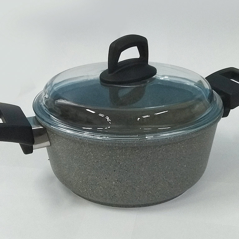 Кастрюля Виктория АЛА 2,0 л со стеклянной крышкой "Мрамор"