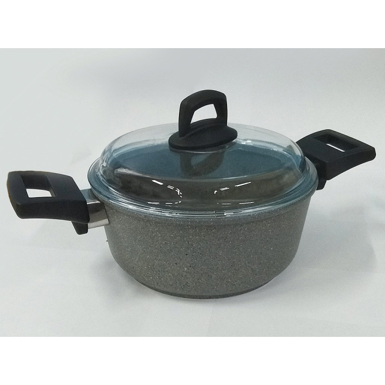 Кастрюля Виктория АЛА 2,0 л со стеклянной крышкой "Мрамор"