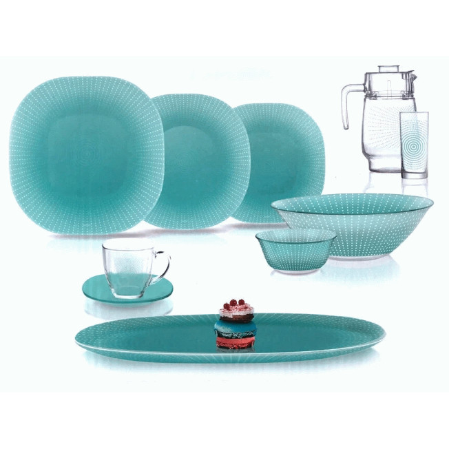 Столовый сервиз LUMINARC CARINE POP ART TURQUOISE V2712 46 пр.