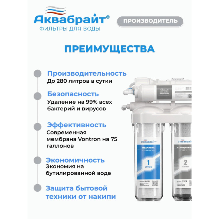 Система обратного осмоса Аквабрайт АБФ-ОСМО-5