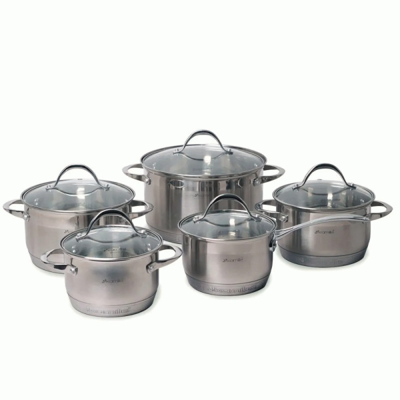 Набор посуды Kamille 4710S (ковш 1.8л; кастрюли 1.8л, 2.3л, 3.3л, 5.8л) 10 пр.