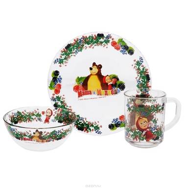 Сервиз для детей Маша и Медведь - Малина 3 пр. 9559007
