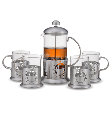 Френч-пресс со стаканами Kelli KL 3021 0.6л