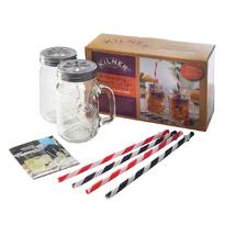Подарочный набор из 2 банок с ручками и 4 трубочек Kilner K_0025.480V