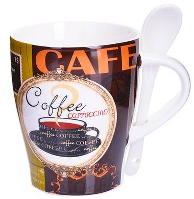 Кружка с ложкой Loraine "Coffee" LR 28469