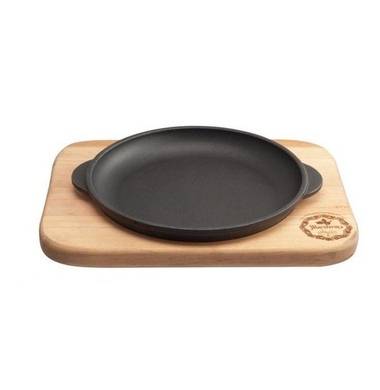 Сковорода чугунная на деревянной подставке Maysternya Т101-02 19 см