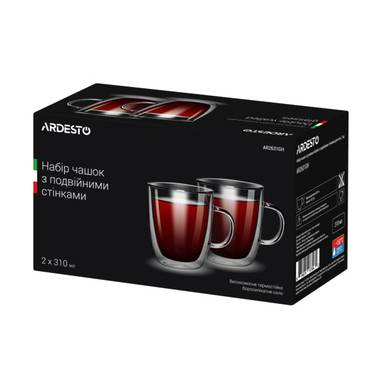 Набор чашек с двойными стенками Ardesto AR2631GH 310 мл