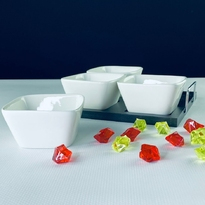 Набор из 4 салатников на подставке Lenardi BIANCO 118-043 