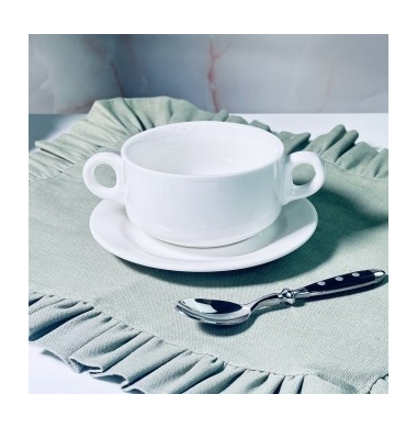 Бульонница с блюдцем Lenardi BIANCO 118-127 400 мл 